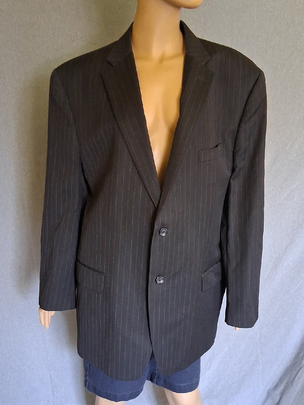 Jones New York Black Pinstripe Two-Button Blazer